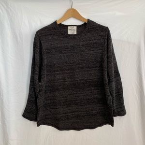 Dark Marl Gray Dolman 3/4 Sleeve Relaxed Sweater